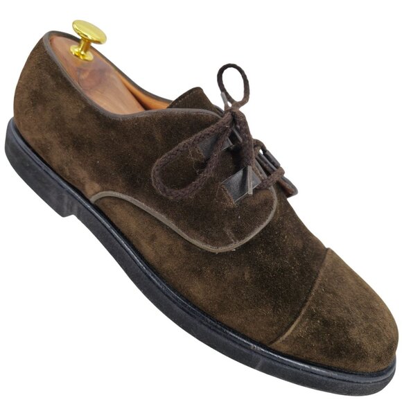 Bally Other - Vintage Bally Switzerland Brown Suede Dress Shoes Mens 10.5 Cap-toe Derby Oxford